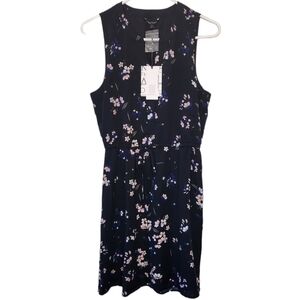 41 Hawthorn Sleeveless Split V-Neck Dark Navy Floral Dress Size Small